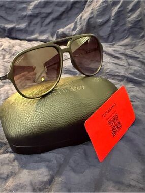 Salvatore Ferragamo Black Frame Sunglasses with Gray Gradient Lenses
